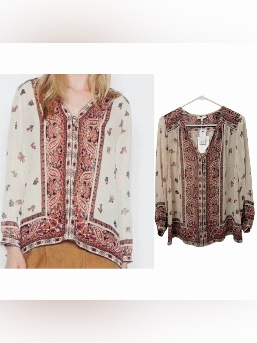 NWT Joie sheer silk paisley print blouse, Size S